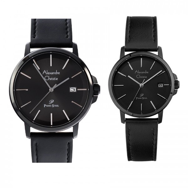 Alexandre Christie AC 1032 Full Black Leather Couple